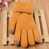 Women Warm Winter Touch Screen Gloves Stretch Classical Knit Mittens Wool Full Finger Outdoor Cycling Driving Glove