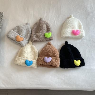 Barn tegneserie Mink Pels Strikket Beanie Fold-up mansjett Vår Høst Og Vinter