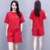 Women's Summer Embroidered Two-Piece Set: Short-Sleeved Top and Casual Loose Shorts