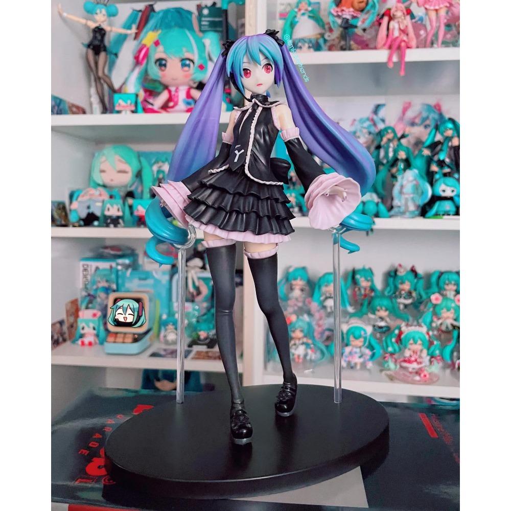 17CM Anime Hatsune Miku Project DIVA Arcade Future Tone Hatsune Miku Zwarte Jurk Lolita Model Speelgoed Cadeau Verzameling Actiefiguur