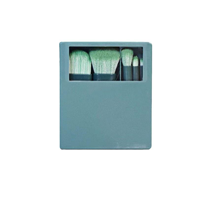 5-Piece Travel Makeup Brush Set with Mirror Box - Includes Foundation and Eye Detail Brushes