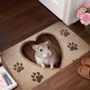1pc Flannel Floor Mat, Outdoor Indoor Door Mat Souvenir and Holiday Gift, Cute Pomeranian Peeking Heart-Shaped Cardboard Box