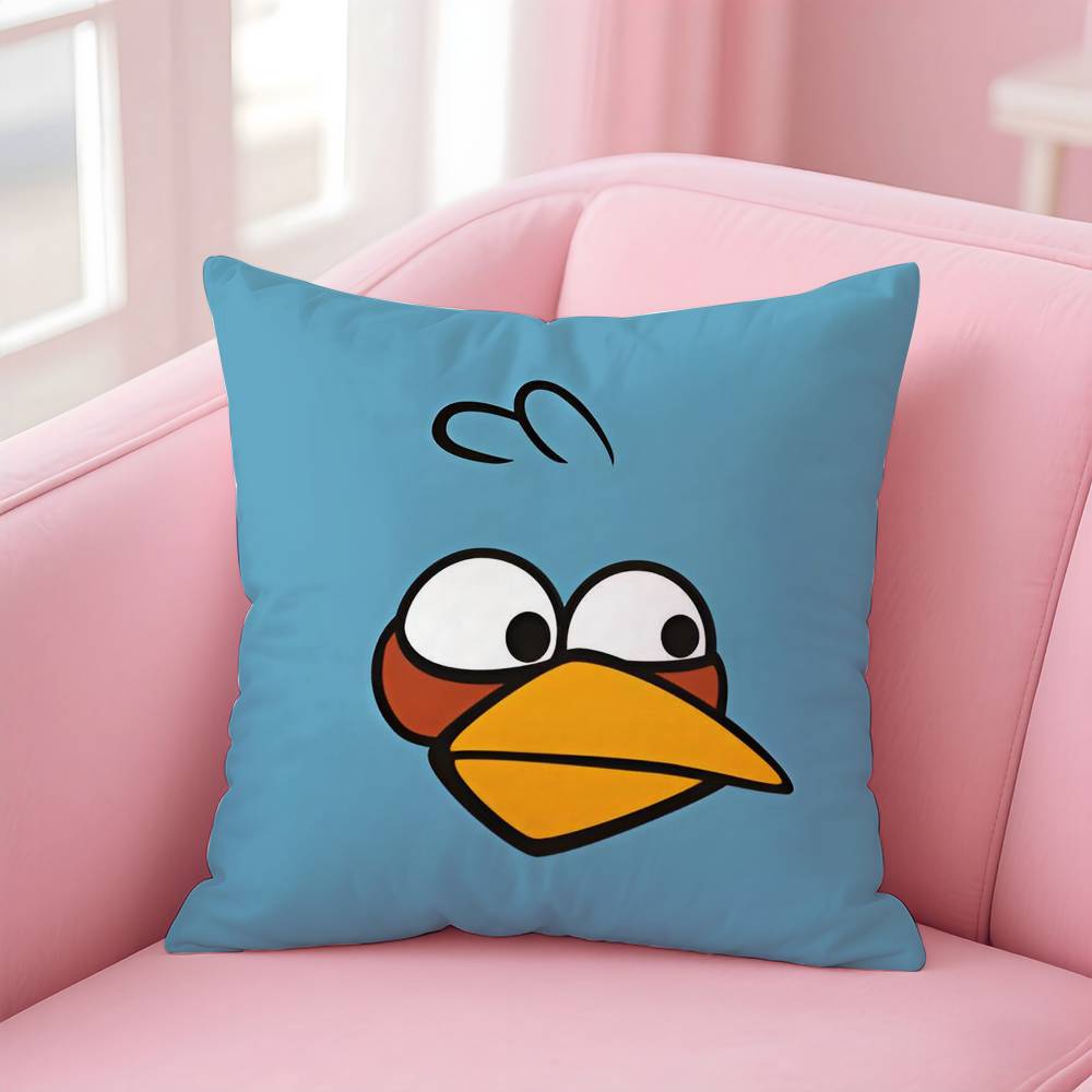 Animation A-A-Angry Birds Cartoon Pillow Case Anti-Dustmite Pillowcase Invisible Zipper Silky Short Plush Sofa Cushion Cover
