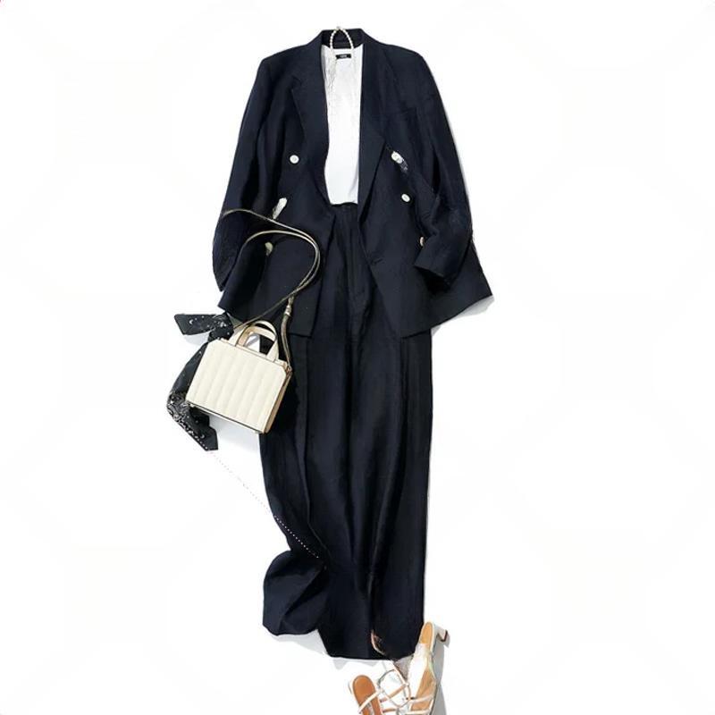 

2026 Spring Arrival: Black Double-Breasted Suit & Trousers Set S чёрный