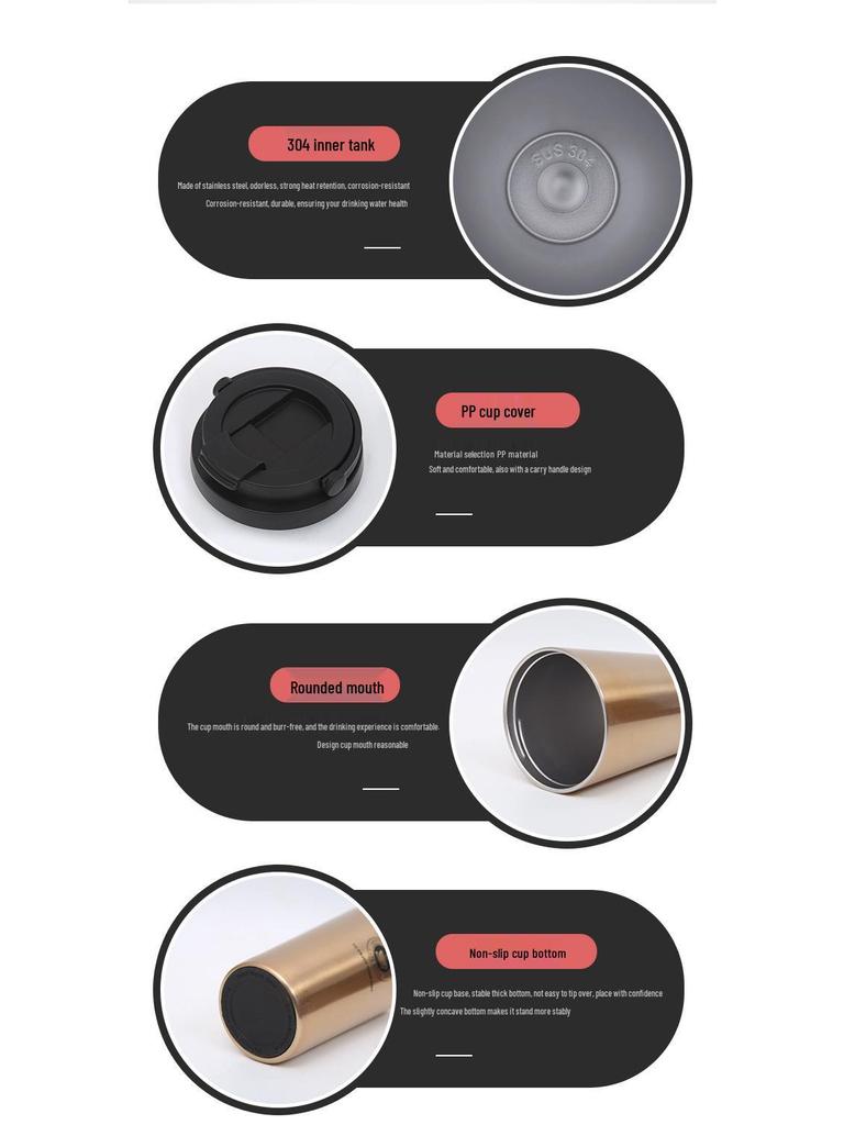 Isolierter Reisebecher aus Edelstahl - Tragbarer Büro-, Outdoor- und Autobecher Geschenk