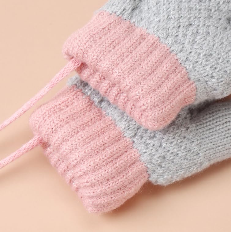 ITODA Baby Knitted Gloves for Girls and Thick and Warm Fluffy and Perfect for Daycare and Outdoor Activities Gloves, Autumn/Winter Kids' Boys,
