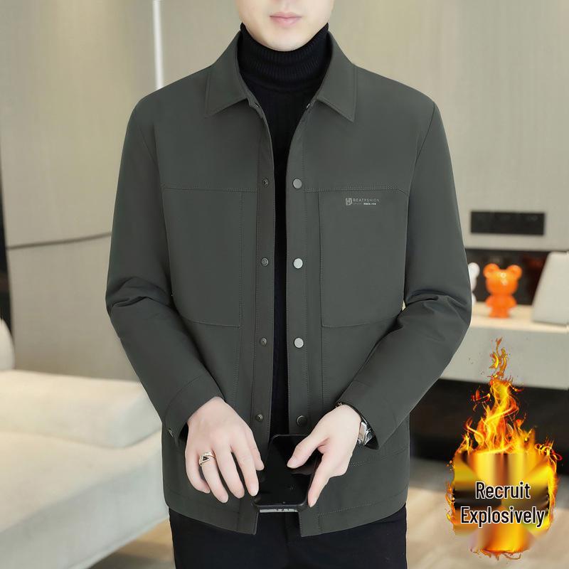 Modische Mitteldicke Revers-Top-Jacke für Herren - Warmes Plus Samt für Herbst/Winter