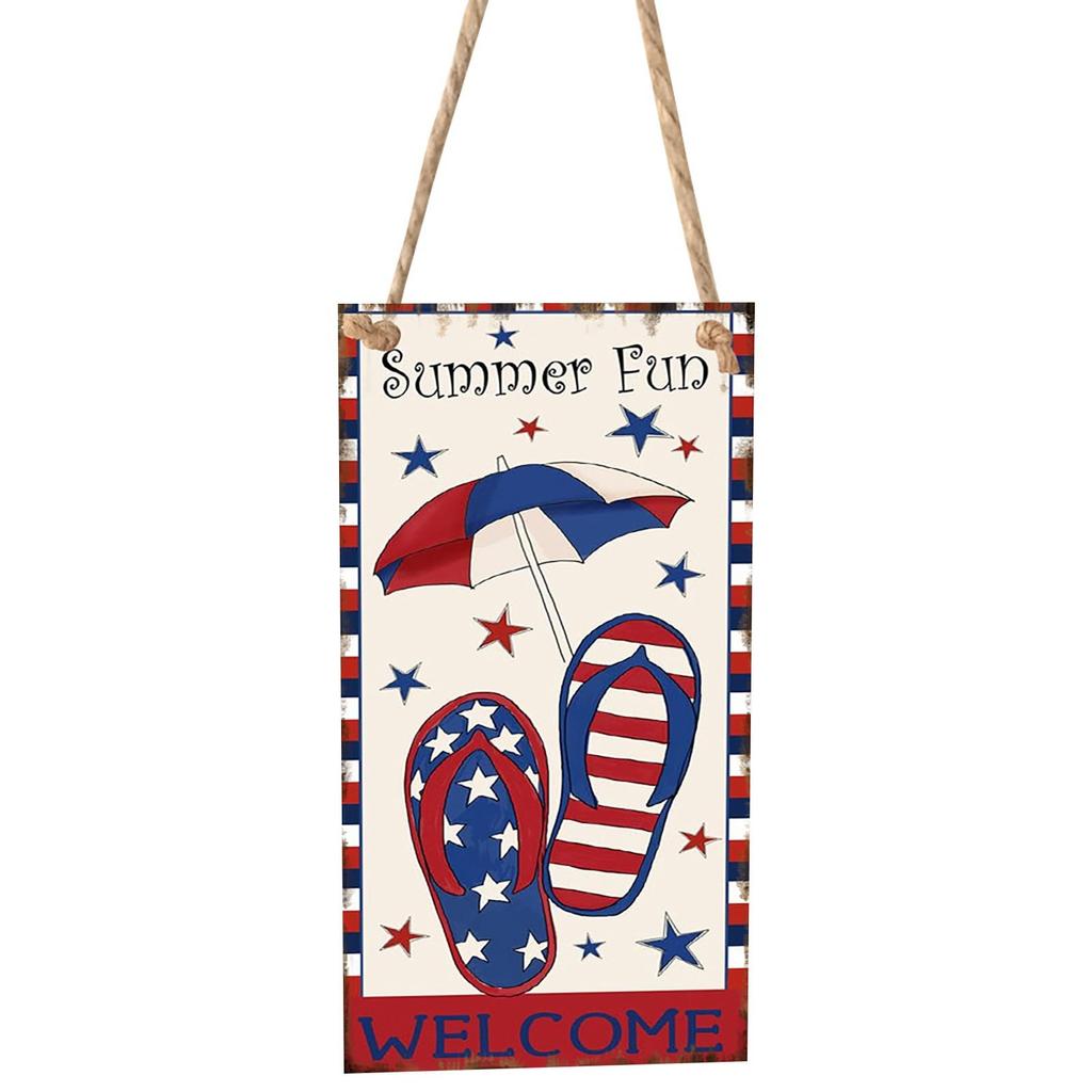 Türschild aus Holz zum Unabhängigkeitstag, Holzteller-Aufhänger, Willkommens-Türschild, patriotischer Holzteller-Aufhänger, Party-Dressing