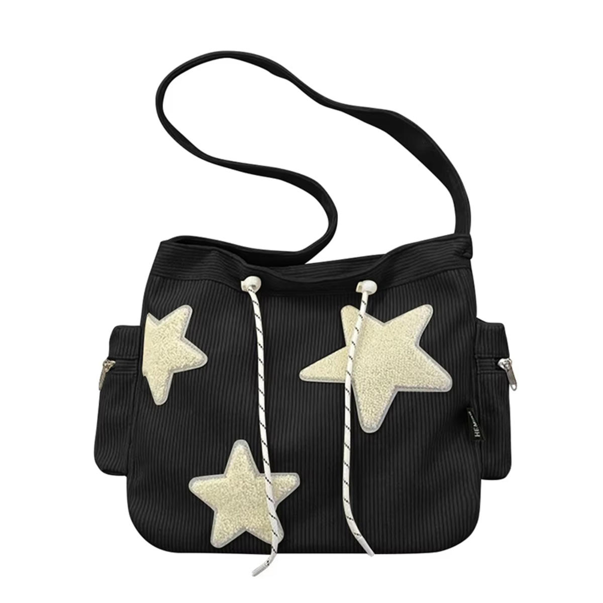 

Женская вельветовая сумка через плечо со звездным узором, повседневная женская сумка-тоут, простая большая вместительная сумка на плечо для девочек, дорожная школьная сумка для книг, сумка one size чёрный