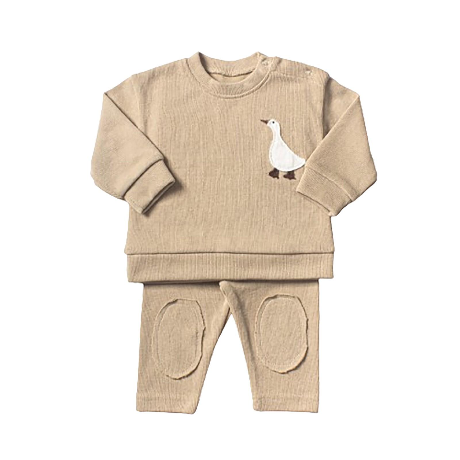 

Костюм-толстовка для мальчиков, детская одежда, костюм из двух частей 80 бежевый