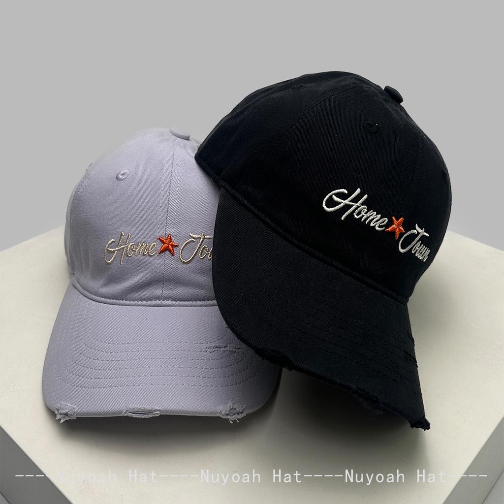 And Women Korean Style Broken Style Letter Prints Embroidery Baseball Caps Sun Protection Star All-Match Street Style Peaked Hats Casual Trendy Ins