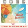 2D Hello Summer Beach Scene Backdrop Surfboard Party Photo Booth Background