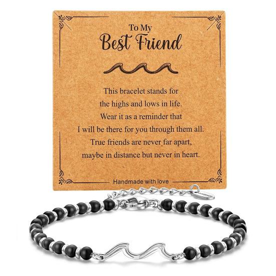 Unisex Wave Bracelet Adjustable Beaded Bracelet Friendship Bracelet Jewelry Gift with Inspirational Card for Family