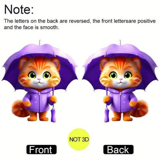 Deštník Přívěsek pro kočku Auto zpětné zrcátko Přívěsek Kotě 2D Akrylová ozdoba do auta Kreslená závěsná dekorace do interiéru auta Klíče k oknu domů