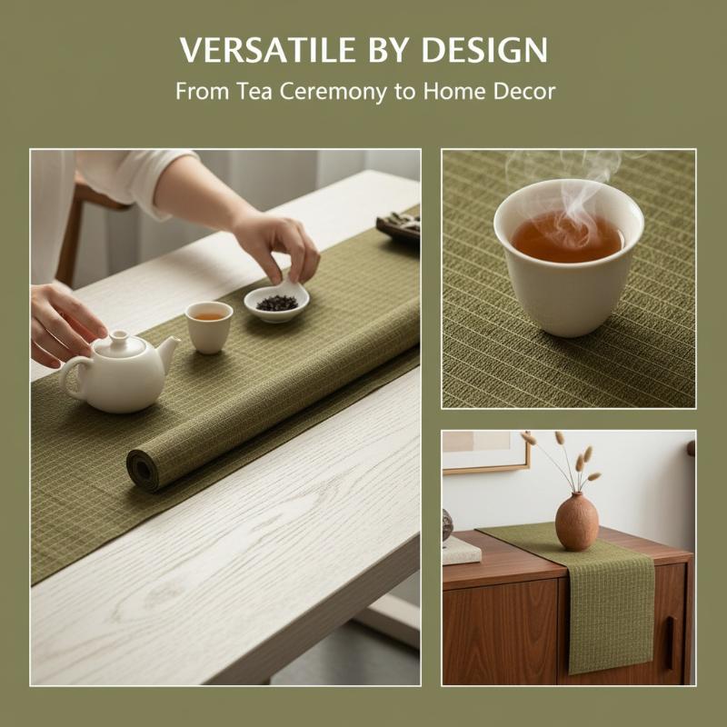 Tappetino da tè in lino Tovaglia impermeabile Isolamento termico Bandierina da tè vintage per tavolo da cerimonia del tè Accessori per casa e cucina