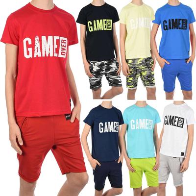 Conjunto verão menino camiseta GAME OVER e shorts de tecido