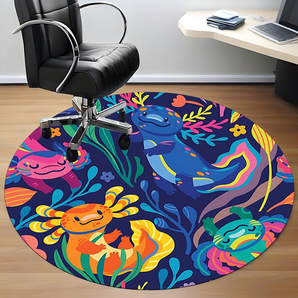 1pc Colorful Mogami Office Round Area Rug, Under Office Chairs Bedroom Living Room Home Decor, Room Deco