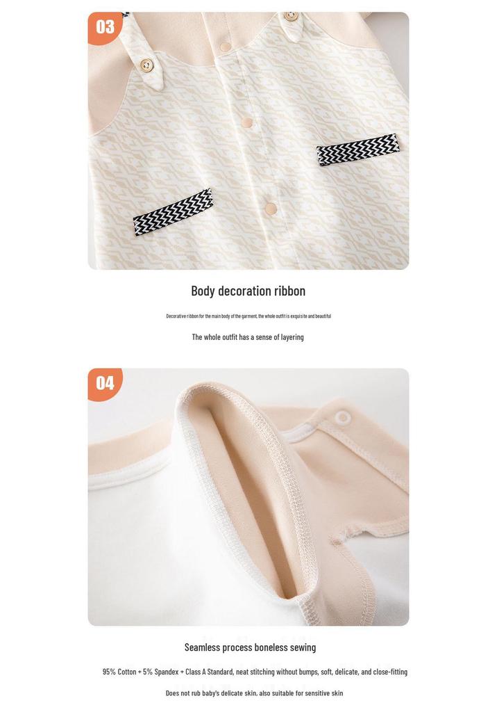 European-Style Velvet Cotton Baby Jumpsuit: Soft Long Sleeve Bodysuit for Newborns