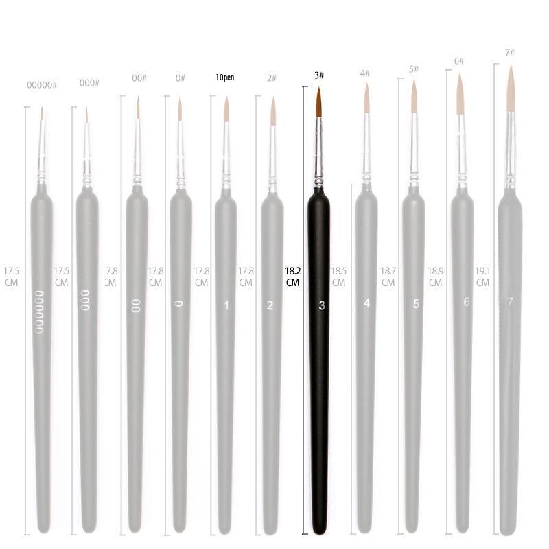 Set Pennelli Liner Triangolari Pelo di Lupo - Set da 11 Pezzi Pennelli Ultra-fini in Nylon per Acquerello e Contornatura