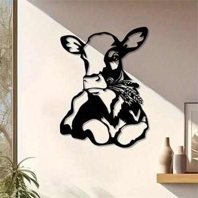Vintage Metal Wall Art Rustic Calf Wheat Cutout Farmhouse Decor Minimalist Christmas Gift
