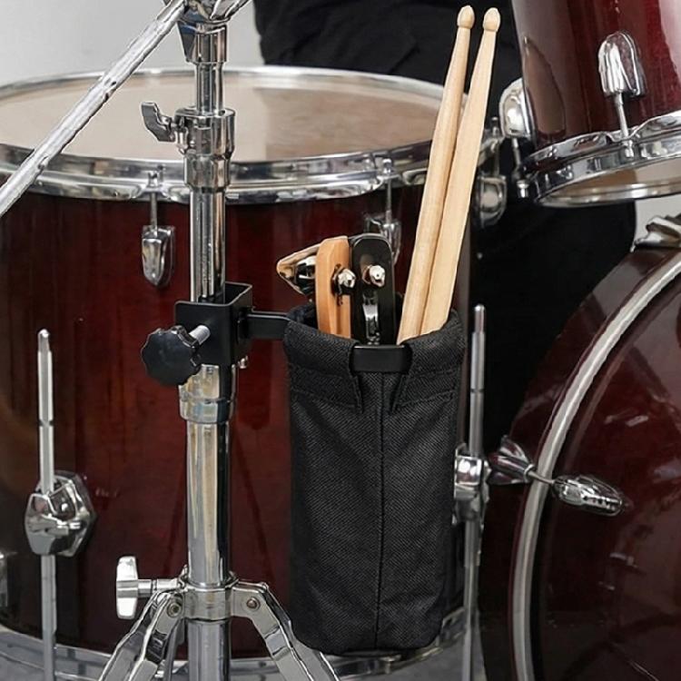 Compact Drum Microphone Stand with Reinforced Fabric Structure and Practical Stick Storage Compartment Stick Holder