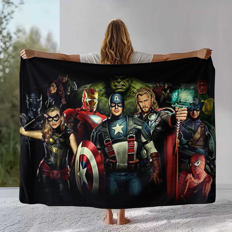 Marvel Avengers Spider Man Cartoon Flannel Blanket,Ultra Soft Warm Plush Throw for Home Bedroom Bed Sofa Cover Office Picnic
