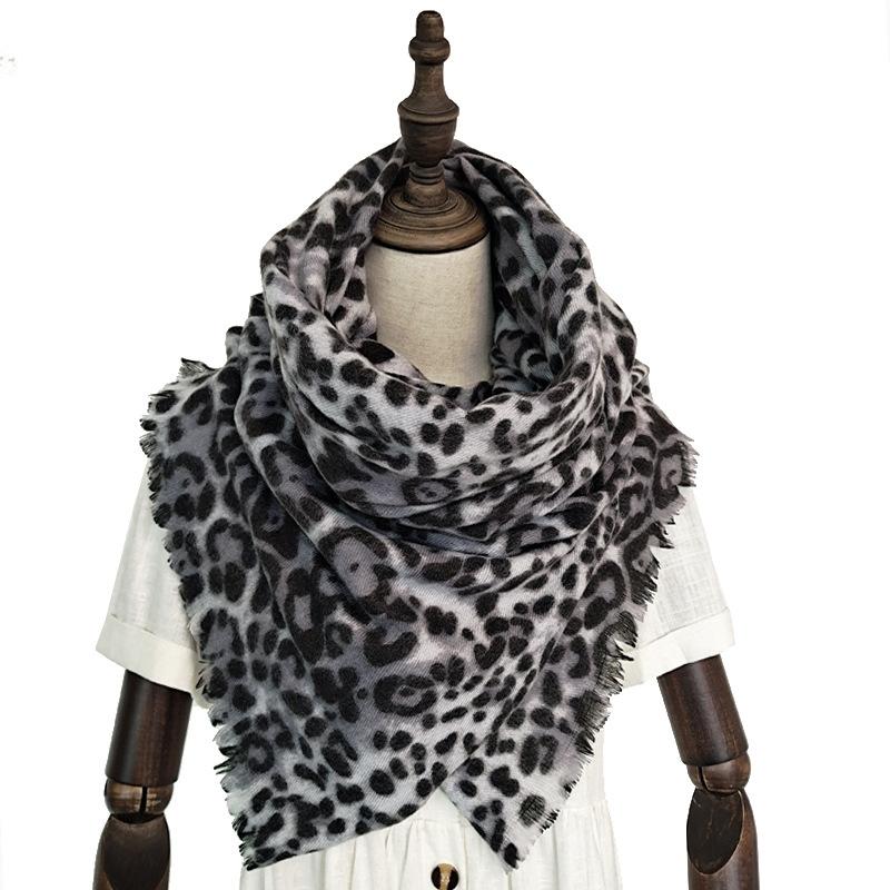 New Autumn and Winter Fashion Imitation Cashmere Scarf for Women, Classic Leopard Print Long Thickened Warm Shawl