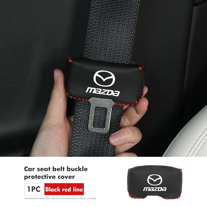 Car Seat Belt Buckle Plug Leather Car Seat Belt Clip Protective Covers For Mazda 3 CX3 CX4 CX5 CX7 CX8 CX9 CX30 RX7 Atenza Axela NBB6