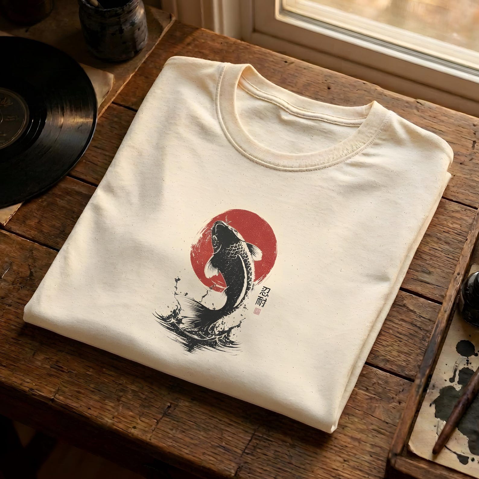 Japanese Koi T-Shirt | Sumi-e Art, Streetwear 2XL