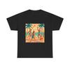Unisex Adult T Shirt Pastel Beach Volleyball Retro Scene