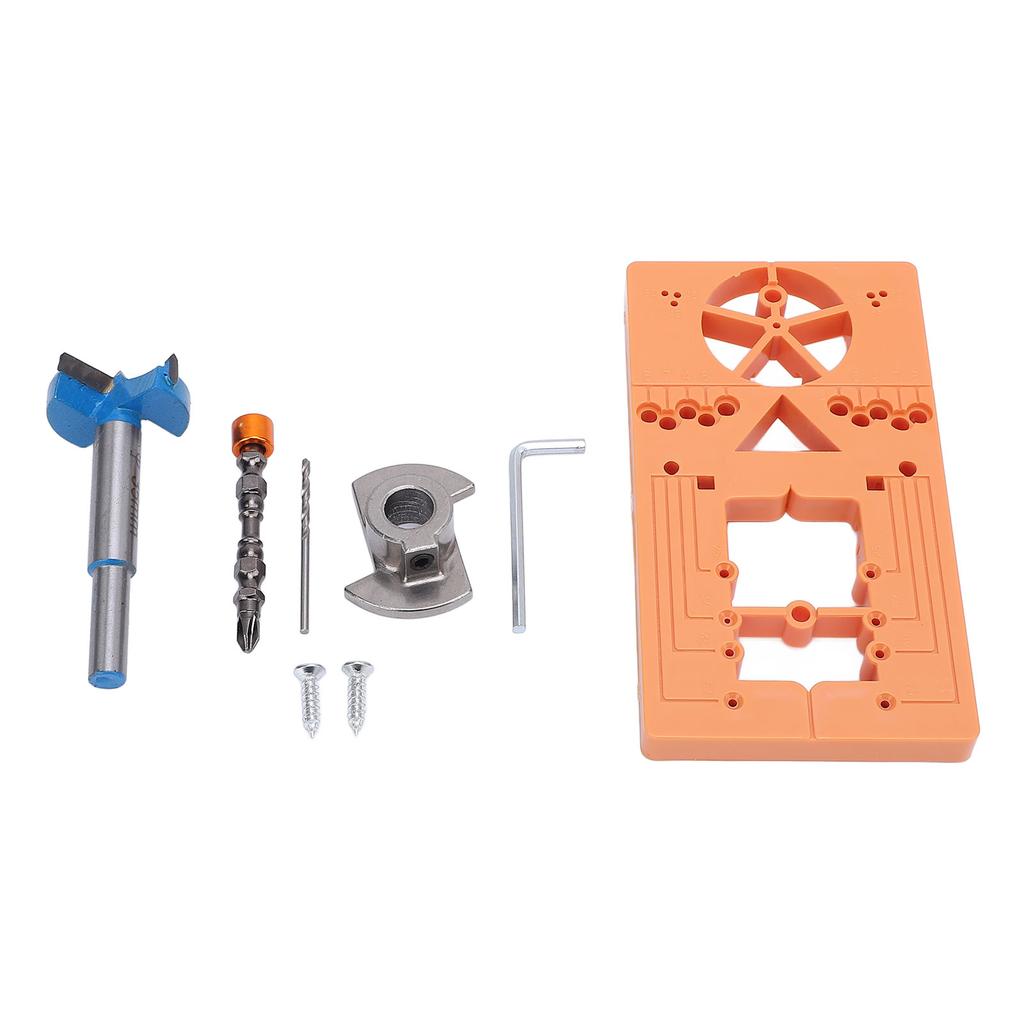 Hinge Jig Kit Concealed Adjustable Cabinet Door Metal Drill Guide 35mm for Woodworking
