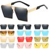 Top Oversized Flat Lens Square Sunglasses Men Women Fashion Metal Large Glasses