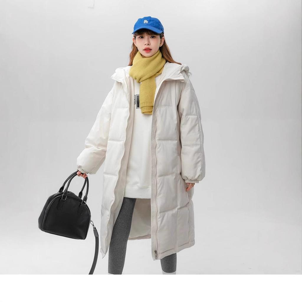 Long Down Jacket for Women, New Mid-length, Over-the-knee Korean Style White Thickened Slimming Winter Jacket