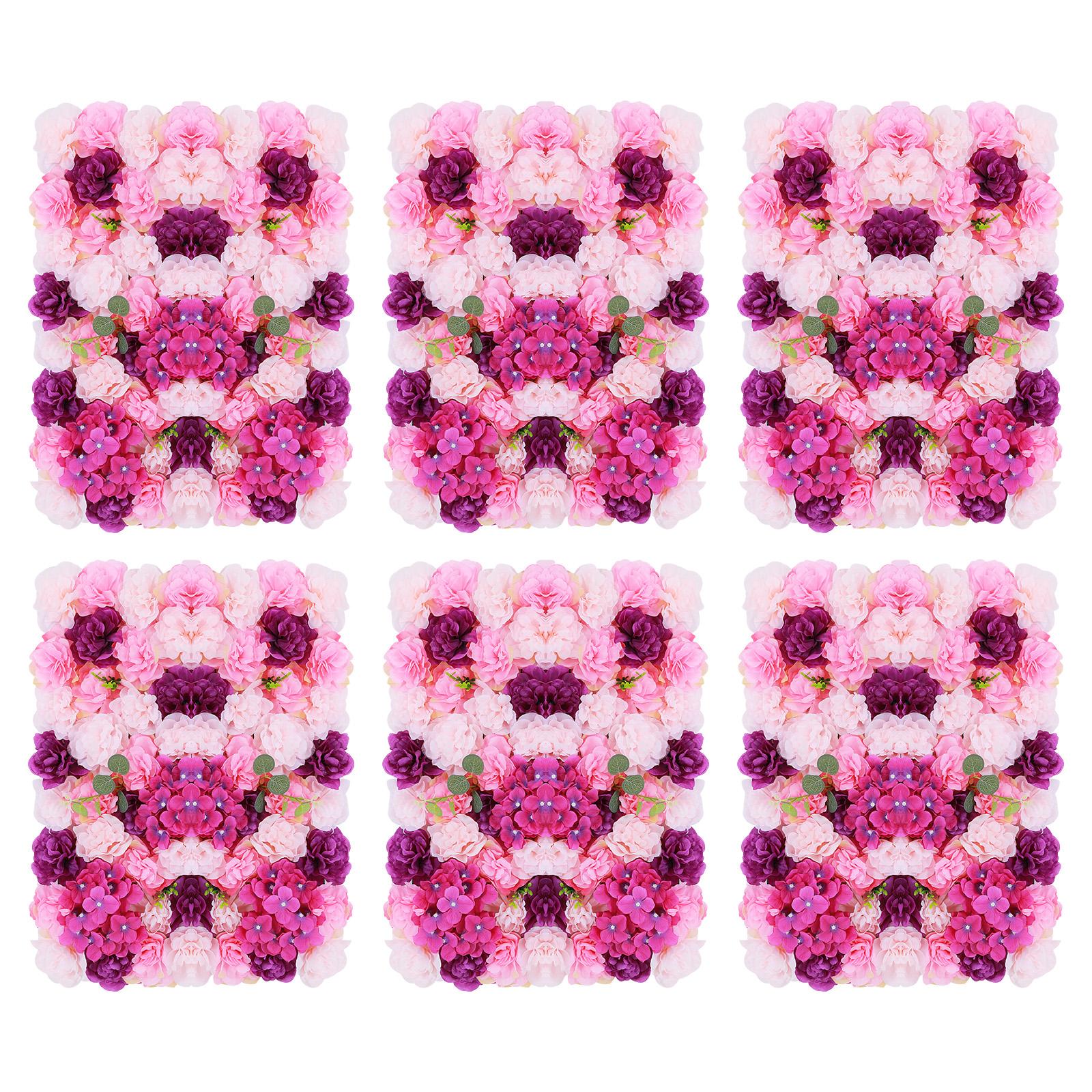 

6-Pack Artificial Flower Wall Panel,Pink Purple Silk Dahlia Hydrangea Backdrop for Wedding Home Garden Decor,Privacy Screen Wall розовый