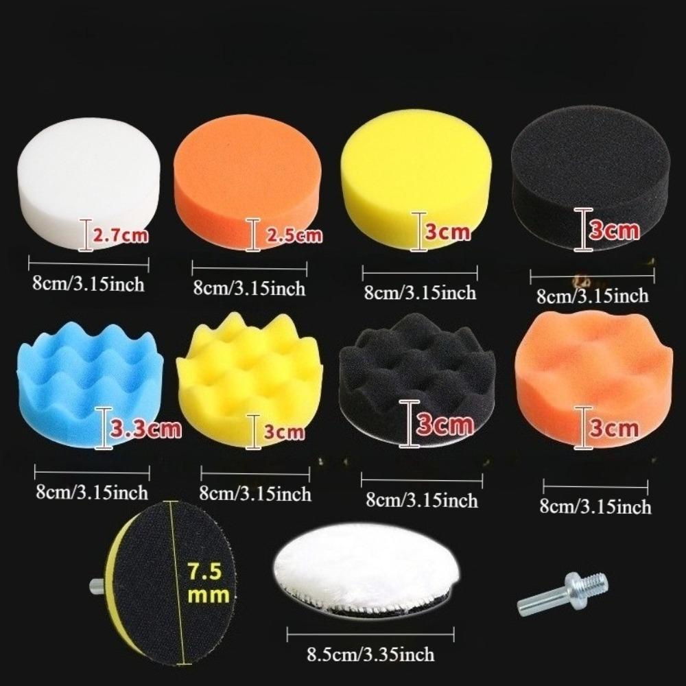 Automotive Detailing Sponge Kit for Polishing & Waxing - Includes Japanese Wool Pads, Sponge Wheels & Polishing Discs