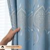 Ali Blue Fortune Tree Pattern Blackout Single Curtain Panel