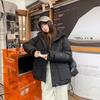 Hooded Solid Color Graphite Stand-Up Collar Down Cotton Clothing Season Warm Puffs Skinny Loose Jacket