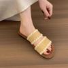 Ethnic Style Woven Cross-strapped Open-toed Flat-bottomed Slippers for Women's Summer Wear Bohemian Seaside Vacation Beach Sandals