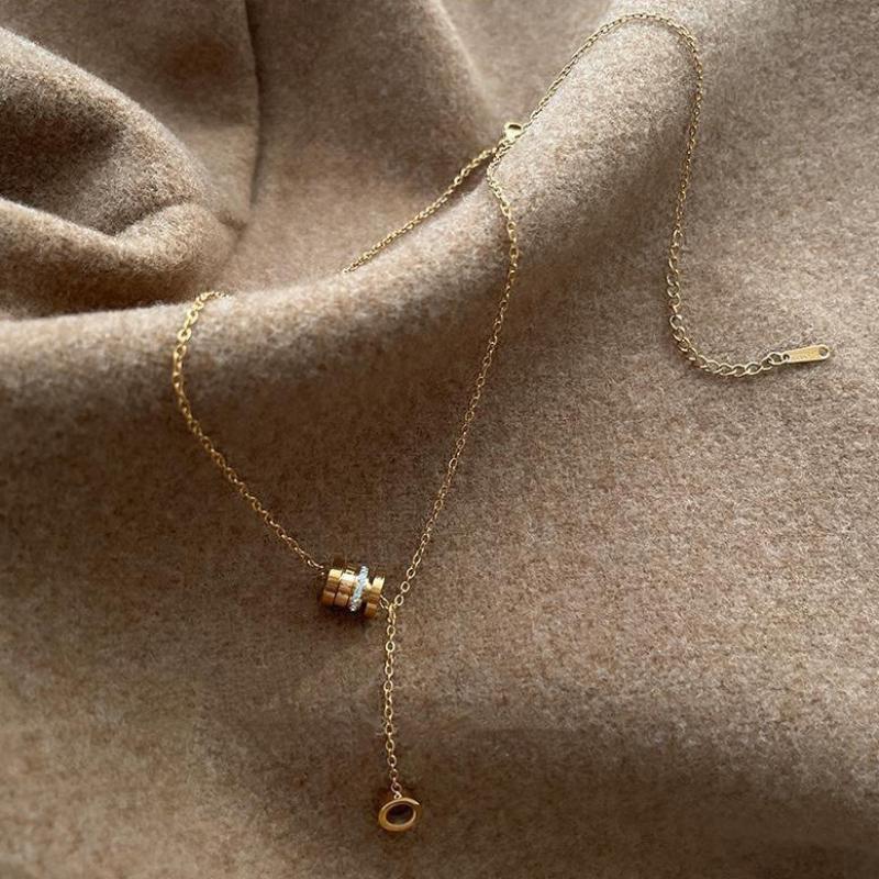 Titanium Steel Necklace Layering Choker Elegant Fashion Golden Jewelry for Women
