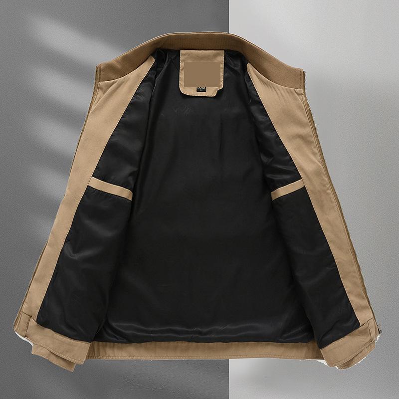 Middle-aged Dad Spring and Autumn Jacket Stand-up Collar Zipper Casual Jacket