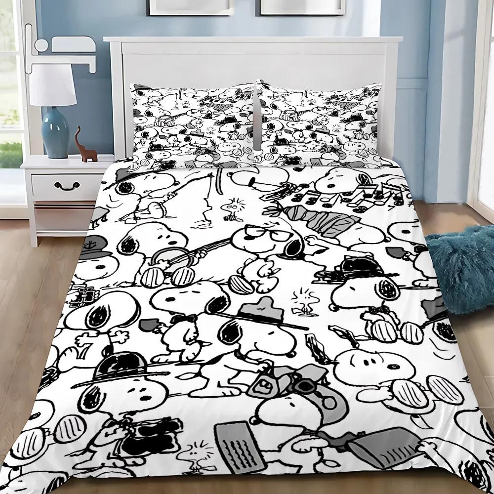 Snoopy Duvet Cover 3D Exquisite 3D Print Happy Puppy Bedding Set Comforter Bed Youth Home Decor Girls Boys Gift