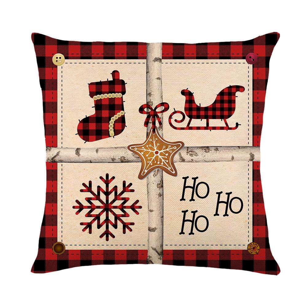 

Рождественская наволочка Льняная Клетчатая с Принтом Домашняя Наволочка для Диванной Подушки Подушка для Изголовья 45*45cm JYM209-4