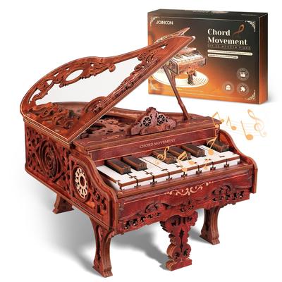 FUNPOLA 3D Mobile en Bois 3D Jouable Mobile Maison DIY Musical Éducatif Cadeau pour Enfants et Manuel d'Instruction en Anglais 236PCS Puzzle, Piano, Puzzle,