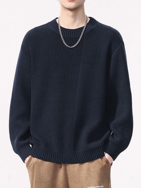 Shanggu Men’s High-End Loose Fashion Round Neck Sweater - Light Luxury and Versatile