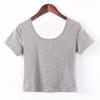 Basic Crop-T-Shirt mit kurzen Ärmeln, Figurbetontes Freizeit-T-Shirt für Damen