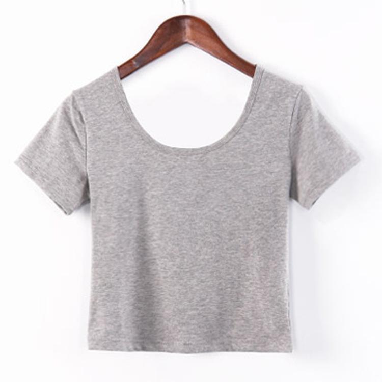 Basic Crop-T-Shirt mit kurzen Ärmeln, Figurbetontes Freizeit-T-Shirt für Damen