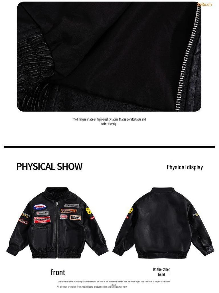 Herbst 2025 Trendige Jungen-Jacke aus besticktem PU-Leder - Retro-Stil-Unisex-Oberbekleidung