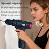 Brushless Lithium Battery Handheld Electric Drill with Stepless Speed Change & Impact Function, Multifunctional Household Screwdriver Tool