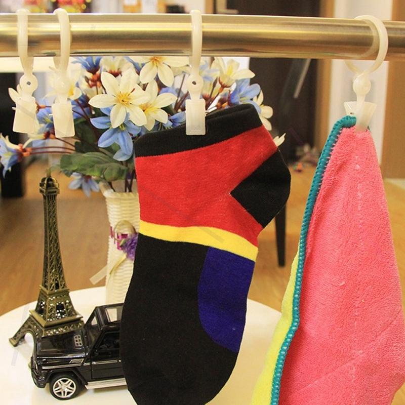 10pcs/set Curtain Clips Simple Window Curtain Rings Removable Clamps for Rods Plastic Drape Clip Portable Retro Drapes Hook