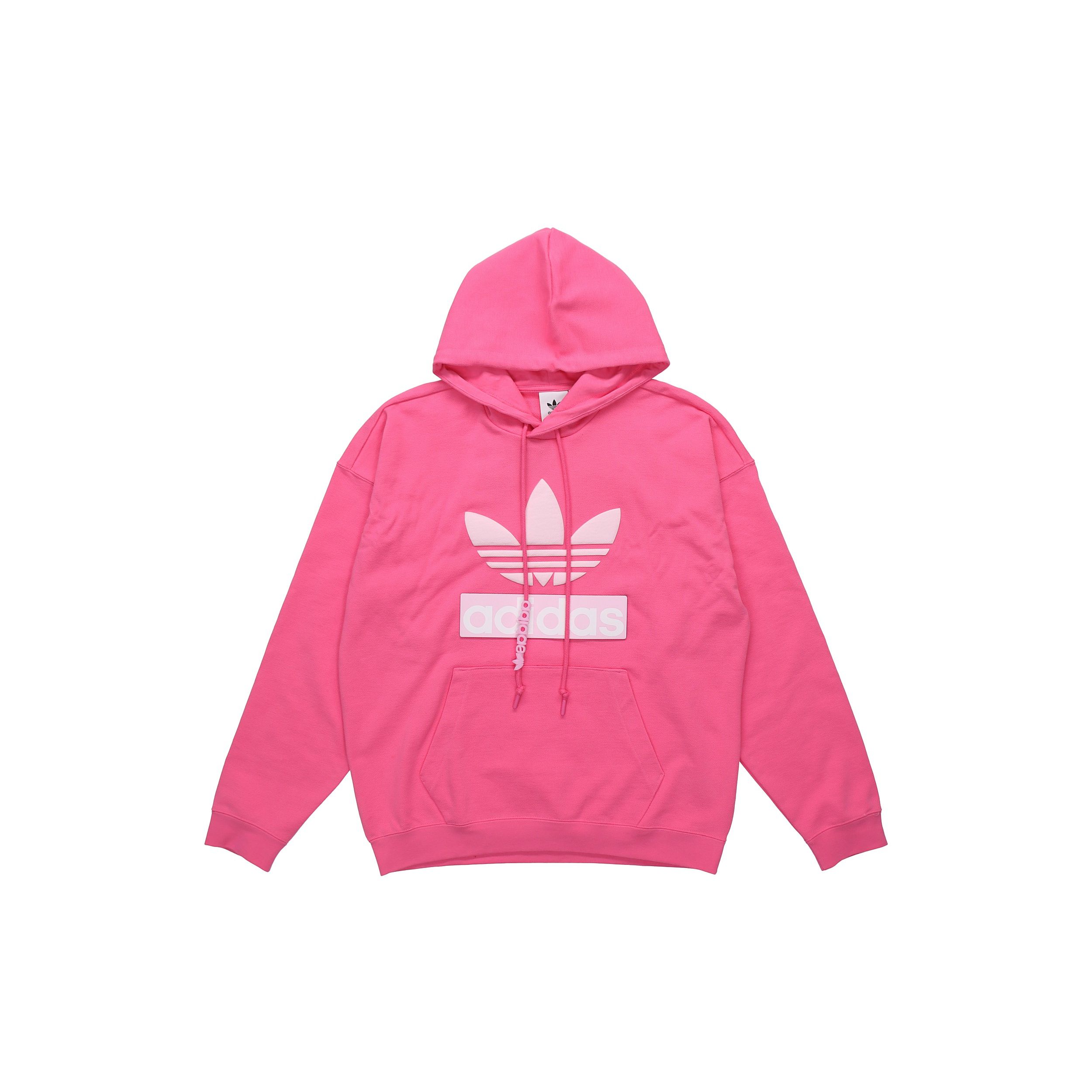 Adidas Originals Big Trefoil Contrast Logo Pullover Hoodie Fashion Casual Daily Streetwear Top Men Semi-Solar-Pink H09352 L